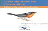 Lista de Aves de Costa Rica (xvii actualización) 2014