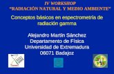 Conceptos básicos en espectrometría de radiación gamma Alejandro Martín Sánchez Departamento de Física Universidad de Extremadura 06071 Badajoz IV WORKSHOP.