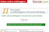 1  Datos sobre webloggers Datos extraidos de la encuesta a webloggers disponibles en la web de los autores.
