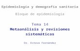 Epidemiología y demografía sanitaria Bloque de epidemiología Tema 14 Metaanálisis y revisiones sistemáticas Dr. Esteve Fernández.