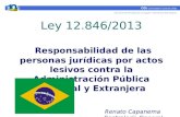 Ley 12.846/2013 Responsabilidad de las personas jurídicas por actos lesivos contra la Administración Pública Nacional y Extranjera Renato Capanema Contraloría.