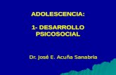 ADOLESCENCIA: 1- DESARROLLO PSICOSOCIAL Dr. José E. Acuña Sanabria.