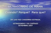 1 ULTRASONIDO DE MAMA Cuando? Porque? Para que? DR LUIS FDO CHAVARRIA ESTRADA. ULTRASONIDO Y RX CARTAGO SETIEMBRE 2007.