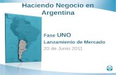 Haciendo Negocio en Argentina Fase UNO Lanzamiento de Mercado 20 de Junio 2011.