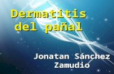 Dermatitis del pañal Jonatan Sánchez Zamudio. DEFINICION Se entiende por dermatitis del pañal, en sentido amplio, cualquier enfermedad cutánea que se.