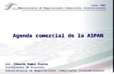 1 Agenda comercial de la ASPAN Junio 2005 Subsecretaría de Negociaciones Comerciales Internacionales Lic. Eduardo Ramos Ávalos Coordinador de Asesores.