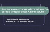 Postmodernismo, modernidad y articulación espacio-temporal global: Algunos apuntes Texto: Margarita Barañano Cid Presentación: Daniel Alonso Martínez.