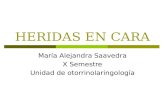 HERIDAS EN CARA María Alejandra Saavedra X Semestre Unidad de otorrinolaringología.