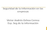 Seguridad de la Información en las empresas Víctor Andrés Ochoa Correa Esp. Seg de la Información.