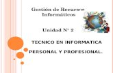 Gestión de Recursos Informáticos Unidad N° 2 TECNICO EN INFORMATICA PERSONAL Y PROFESIONAL.
