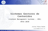 Servicio de Informática y Comunicaciones - Universidad de Zaragoza Sistemas Gestores de Contenidos (Content Management Systems - CMS) APIA 2010 Victor.