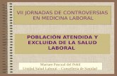 POBLACIÓN ATENDIDA Y EXCLUIDA DE LA SALUD LABORAL VII JORNADAS DE CONTROVERSIAS EN MEDICINA LABORAL Mariam Pascual del Pobil Unidad Salud Laboral – Conselleria.