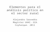 Elementos para el análisis político en el sector rural Alejandro Saavedra Magíster UAHC- GIA Coyhaique. 2011.