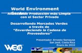 Alianzas de Producción más Limpia con el Sector Privado Desarrollando Mercados Verdes a través deEnverdeciendo la Cadena de Proveedores Presentador: Ernesto.