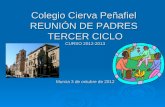 Colegio Cierva Peñafiel REUNIÓN DE PADRES TERCER CICLO CURSO 2012-2013 Murcia 3 de octubre de 2012.