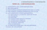 1. CONCEPTO DE CONTAMINACIÓN 2. MECANISMOS 3. FACTORES CONDICIONANTES EN LA ZNS 4. FACTORES CONDICIONANTES EN LA ZS 5. LOS AGENTES CONTAMINANTES Los hidrocarburos.