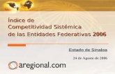 Índice de Competitividad Sistémica de las Entidades Federativas 2006 Estado de Sinaloa 24 de Agosto de 2006.