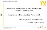 Personal Administrativo del Poder Judicial del Estado Hábitos de Efectividad Personal M.A. Raymundo Pérez Monárrez Octubre 24 y 25, 2012.
