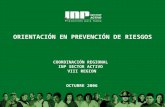 ORIENTACIÓN EN PREVENCIÓN DE RIESGOS COORDINACIÓN REGIONAL INP SECTOR ACTIVO VIII REGION OCTUBRE 2006.