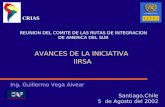 Santiago,Chile 5 de Agosto del 2002 Ing. Guillermo Vega Alvear AVANCES DE LA INICIATIVA IIRSA REUNION DEL COMITE DE LAS RUTAS DE INTEGRACION DE AMERICA.
