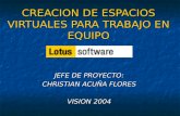 CREACION DE ESPACIOS VIRTUALES PARA TRABAJO EN EQUIPO JEFE DE PROYECTO: CHRISTIAN ACUÑA FLORES VISION 2004.