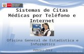 Sistemas de Citas Médicas por Teléfono e Internet Oficina General de Estadística e Informática Febrero 2013.