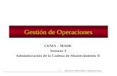 GESTION DE OPERACIONES – Ing Pedro del Campo 1 Gestión de Operaciones CEMA – MADE Semana 3 Administración de la Cadena de Abastecimiento II.