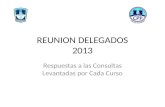 REUNION DELEGADOS 2013 Respuestas a las Consultas Levantadas por Cada Curso.