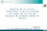 Impacto de la crisis financiera y de la entrada en vigor de la Ley de Uniones de Crédito sobre el Sector ConUnión 4° Foro PYME de Uniones de Crédito Octubre.