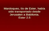 Mardoqueo, tío de Ester, había sido transportado desde Jerusalen a Babilonia. Ester 2.5.