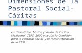 Dimensiones de la Pastoral Social-Cáritas en: Identidad, Misión y Visión de Cáritas Mexicana CEPS, 2000 y según la Comisión para la Pastoral Social y la.