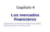 Capítulo 4 Los mercados financieros Diapositivas tomadas de Blanchard (2004): Macroeconomía. Prentice Hall.