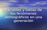 TEMA 7 Variables y tablas de los fenómenos demográficos en una generación.