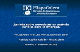 Jornada sobre novedades en materia jurídica para la empresa. NOVEDADES FISCALES PARA EL EJERCICO 2009 Horacio Capilla Roldán – HispaColem Granada, 17 de.