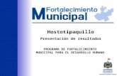 PROGRAMA DE FORTALECIMIENTO MUNICIPAL PARA EL DESARROLLO HUMANO Hostotipaquillo Presentación de resultados.