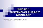 UNIDAD 1 SUSTANCIAS PURAS Y MEZCLAS Profesora: Maria Pia Soto.