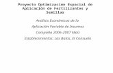 Proyecto Optimización Espacial de Aplicación de Fertilizantes y Semillas Análisis Económicos de la Aplicación Variable de Insumos Campaña 2006-2007 Maíz.