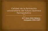 Q.F. Dora Ortiz Malpica Delegada CDN-CQFP. DOCENCIA, INVESTIGACIÓN y PROYECCIÓN SOCIAL.