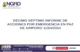 DÉCIMO SÉPTIMO INFORME DE ACCIONES POR EMERGENCIA EN PAZ DE ARIPORO 11/04/2014.