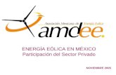 NOVIEMBRE 2005 ENERGÍA EÓLICA EN MÉXICO Participación del Sector Privado.