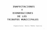 INAFECTACIONES Y EXONERACIONES DE LOS TRIBUTOS MUNICIPALES Expositora: Doris Muñoz García 1.