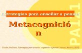 PA121 Metacognición Metacognición Estrategias para enseñar a pensar Elosúa, Ma.Rosa, Estrategias para enseñar y aprender a pensar, Narcea, Madrid,1 993.