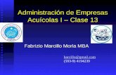 Administración de Empresas Acuícolas I – Clase 13 Fabrizio Marcillo Morla MBA barcillo@gmail.com (593-9) 4194239.