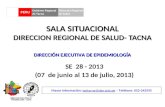 SALA SITUACIONAL DIRECCION REGIONAL DE SALUD- TACNA SE 28 - 2013 (07 de junio al 13 de julio, 2013) Mayor información: epitacna@dge.gob.pe – Teléfono: