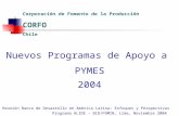 Nuevos Programas de Apoyo a PYMES 2004 Reunión Banca de Desarrollo en América Latina: Enfoques y Perspectivas Programa ALIDE – BID/FOMIN, Lima, Noviembre.