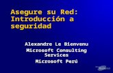 Asegure su Red: Introducción a seguridad Alexandre Le Bienvenu Microsoft Consulting Services Microsoft Perú.