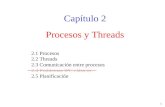 1 Procesos y Threads Capítulo 2 2.1 Procesos 2.2 Threads 2.3 Comunicación entre procesos 2.4 Problemas IPC clásicos 2.5 Planificación.