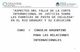 1 ASPECTOS DEL FALLO DE LA CORTE INTERNACIONAL DE JUSTICIA SOBRE LAS FABRICAS DE PASTA DE CELULOSA EN EL RIO URUGUAY Y SU EJECUCION CARI / CONSEJO ARGENTINO.