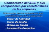 Comparación del IRSE y sus componentes por características de las empresas Diferencias en los Indicadores por características de las empresas: –Sector.