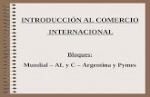 INTRODUCCIÓN AL COMERCIO INTERNACIONAL Bloques: Mundial – AL y C – Argentina y Pymes.